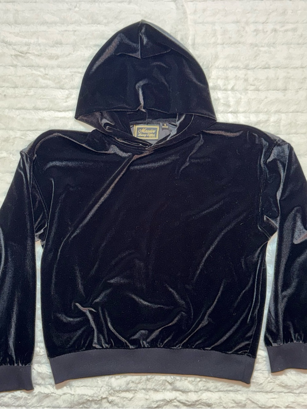 Black Velvet Oversized Hooded Sweatshirt Size Small